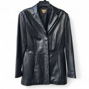 Caslon Sleek Black Lambskin Leather Jacket Size Medium